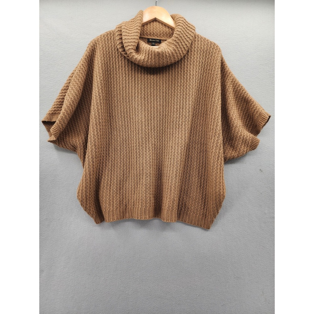 Massimo Dutti Italian Yarn Wool Cashmere Cowl Neck Poncho Sweater‎ Brown Medium